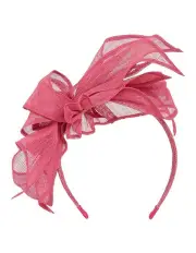 [Gregory Ladner] Sinamay Side Leaf Flower Fascinator Headband in Fuchsia