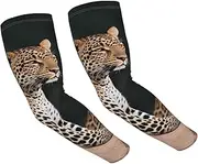 [FHEDVBN] African Leopard on Rock Arm Sleeves Compression Arm Covers for Men Women Outdoor Sun Sleeves Cooling Sports Sleeve, Black