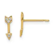 Real 14kt Yellow Gold Madi K CZ Arrow Post Earrings