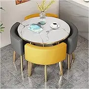 YAXANSIH Modern Conference Room Table Business Coffee Table Office Reception Round Table Simple Kitchen Dining Table 80cm, Leisure Table and Chair Set，Office Reception Negotiation Table and Chair(YEL