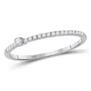 14k White Gold Round Diamond Solitaire Stackable Band Ring 1/6 Cttw