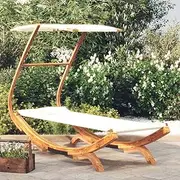 Outdoor Lounge Bed with Canopy 100x190x134 cm - Cream Solid Bent Wood Frame for Garden, Patio, Porch, Outdoor Patio Furniture - Daybed Sofa Lounger with Canopy Protection