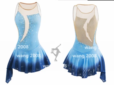 Ice skating dress Competition Figure Skating Dress /Baton Twirling Costume blue