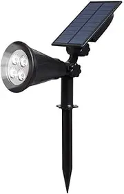 T-Sun Outdoor Solar Lights, 4 LED Solar Garden Lights, 2-in-1 Solar Spotlights, Auto On/Off, 180° Adjustable Decorative Lights for Garden, Lawn, Pathway, Party, Christmas - White Light 6000K