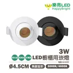 〖樂亮〗★含稅 3W 4.5CM LED 櫥櫃用崁燈 3000K / 4000K 聚光型 魚眼設計 高演色 全電壓 光彩