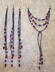 WOW!! Horse Tail / Mane Beads Bling, Arabian, AQHA, Friesian, RED, WHITE, BLUE