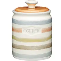 在飛比找momo購物網優惠-【KitchenCraft】咖啡陶製密封罐 復古條紋(保鮮罐