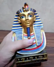 Unique ANCIENT EGYPTIAN Statue King Tutankhamun head of hard stone 6.5in 0.5KG