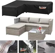 Enzeno Garden Furniture Cover for L-Shape Sofas (Left Short Right Long) Corner Sofa Tarpaulin with Waterproof Strips, Waterproof Lounge Cover Lounge Furniture Cover 140 x 210 x 75 cm