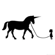 Little Girl Pet Unicorn - Decal Sticker - Multiple Colors & Sizes - ebn7572