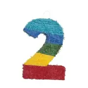 Rainbow-Colored Number 2 Shaped Pinata (1 Pc.) - Ultimate Number "2" Pinata