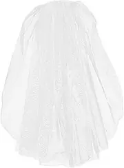 [Minkissy] Short Wedding Veils Bride Veil with Comb Wedding Bridal Veil for Brides Bachelorette White 2 White Tulle Ribbon