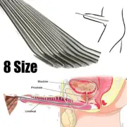 8 Size Penis Extender Stretcher Plug Ribbed Rod Sounding Stainless Steel Dilator