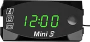 Daseeme Motorcycle DC 6V-30V 3 in 1 Digital Time Clock + +Voltage Voltmeter IP67 Waterproof Tester Battery Moniter Gauge for Car Boat Marine