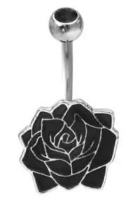 Belly Button Ring Navel 316L Surgical Steel, CZ Rose Flower Body Jewelry 14g