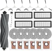 24 Pcs Accessories Kit for Dreame L20/L30 Ultra Robot Vacuum Replacement Parts Including 1 Main Brush 4 HEPA Filters 6 Sidebrushes 6 Mop Pads 6 Dust Bags 1 Cleaning Brush