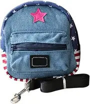 Stock Show Pet Dog Cartoon Backpack Harness with Leash, Puppy Dog Cute Animal Back Pack Saddle Bags with Lead Leash for Dog Outdoor Training Walking (S, Star&Stripe)