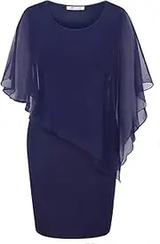 [SeSe Code] Women's 3/4 Roll Sleeve Casual Pleat Layered Chiffon Blouse Top