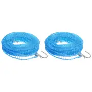 Portable Clothesline, 9.84ft Nylon Windproof Non-Slip Washing Line, Blue 2Pcs