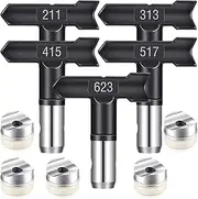 5 Pcs Spray Tips Reversible Spray Tip Airless Spray Nozzles for Airless Paint Spray Guns and Airless Sprayer Spraying Machine (211, 313, 415, 517, 623)