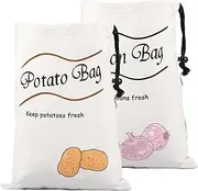 2/3Pcs Potato Onion Storage Bag,Vegetable Storage Bag,Produce Bag,Potato Onion Keeper,Canvas Pepper Storage Bag,Drawstring Closure Potato Onion Bag for Shopping Storage (2 PCS)