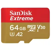 SanDisk Extreme MicroSDXC 64GB 100MB/s R, 60MB/s W, V30 Memory Card + Adapter