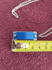 New Mini Blue Harmonica With Neçklace. 4 Hole. Playable! Neat!