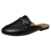 Alpine Swiss Erin Womens Flat Mules Loafers Round Toe Blackless Black 7M