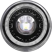 7" LED Headlight H4 Compatible for Jeep Wrangler JK TJ CJ LJ, Lada, Defender, Compatible for Suzuki, Compatible for Hummer - DRL Halo Amber Turn Light(1pcs Black)