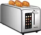 Mecity 4 Slice Toaster Touch Screen 1.5" Long Slot, Stainless Steel Smart Bread