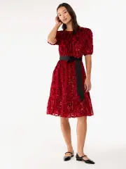Winter Blooms Velvet Burnout Dress