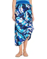 Nic+Zoe Aqua Surf Side Ruched Skirt