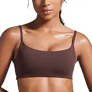 [CRZ YOGA] Butterbreeze Scoop Neck Sports Bras for Women - Spaghetti Straps Wireless Workout Bra Padded Gym Cami Top