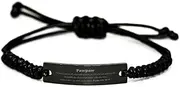 [Generic] Black Rope Bracelet Pawpaw Psalm 145: 18-19 Inspirational Confidence Gifts for Him Birthday Holidays, Small, Silver Plated Zinc, Cubic Zirconia