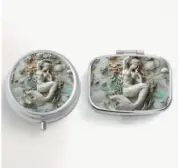 2 Metal Dreamy Mermaid Pill Boxes Medicine Vitamins Cannabis Stash case holder