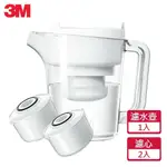 【3M】WP3000經典款即淨長效濾水壺(1壺+2濾心超值組)軟化水質預防水垢