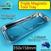 Triple STAINLESS STEEL MAGNETIC PARTS TOOL BOWL TRAY NUTS BOLT 3 MAGNET Big AUTO