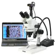 AmScope 3.5-225X Zoom Stereo Microscope + LED Goosenecks + 10MP Camera