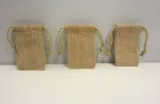 3 BURLAP SACKS 3" BY 5" WEDDING FAVOR BAGS WITH DRAWSTRINGS JEWELRY COIN GIFT