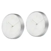 2Pcs 8" Round Wall Clock Battery Operated Silent Non-Ticking Clocks White Silver
