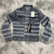 Doctrine Denim Double Tone Jean Jacket Button Striped NWT Sample Prototype