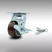 4 Inch SS Polyurethane Caster with Ball Bearing and Brake/Swivel Lock SCC