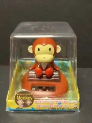 Solar Powered Dancing Bobblehead Toy- Pink Small Sitting Red MONKEY