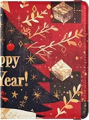 [Amooorous] Christmas Red Plaid Leather decorative passport book holder Wallet Combo Passport Holder Waterproof, christmas red plaid, 1 size