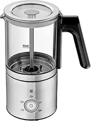 [WMF] Lono Glas Electric Milk Frother, 150-250 ml, 650 Watt, Frappe Mixer, Touch Display, for Milk Frothing Hot and Cold, Hot Milk, Milk Warmer, Cocoa Machine, Hot Chocolate, Matte Stainless Steel