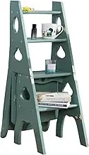 4-Layer Folding Ladder Chair Portable Ladder Chair Stool Library Ladder Bookshelf Plant Rack, Suitable for Home Library, Maximum Load-Bearing 150 Kg