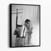 Malcolm X Machine Gun Vintage 1960s Civil Rights Canvas Print Wall Art