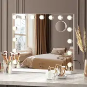 Oikiture Hollywood Makeup Mirrors Magnifying LED Light Standing Wall Mounted 58x46cm