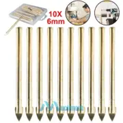10X 6MM 1/4" Round Shank Drilling Carbide Wall Tile Ceramic Glass Drill Bits Set