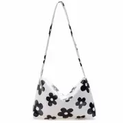 Women PU Leather Flower Underarm Bag Hand Bag Soft Shoulder Bag-Flower